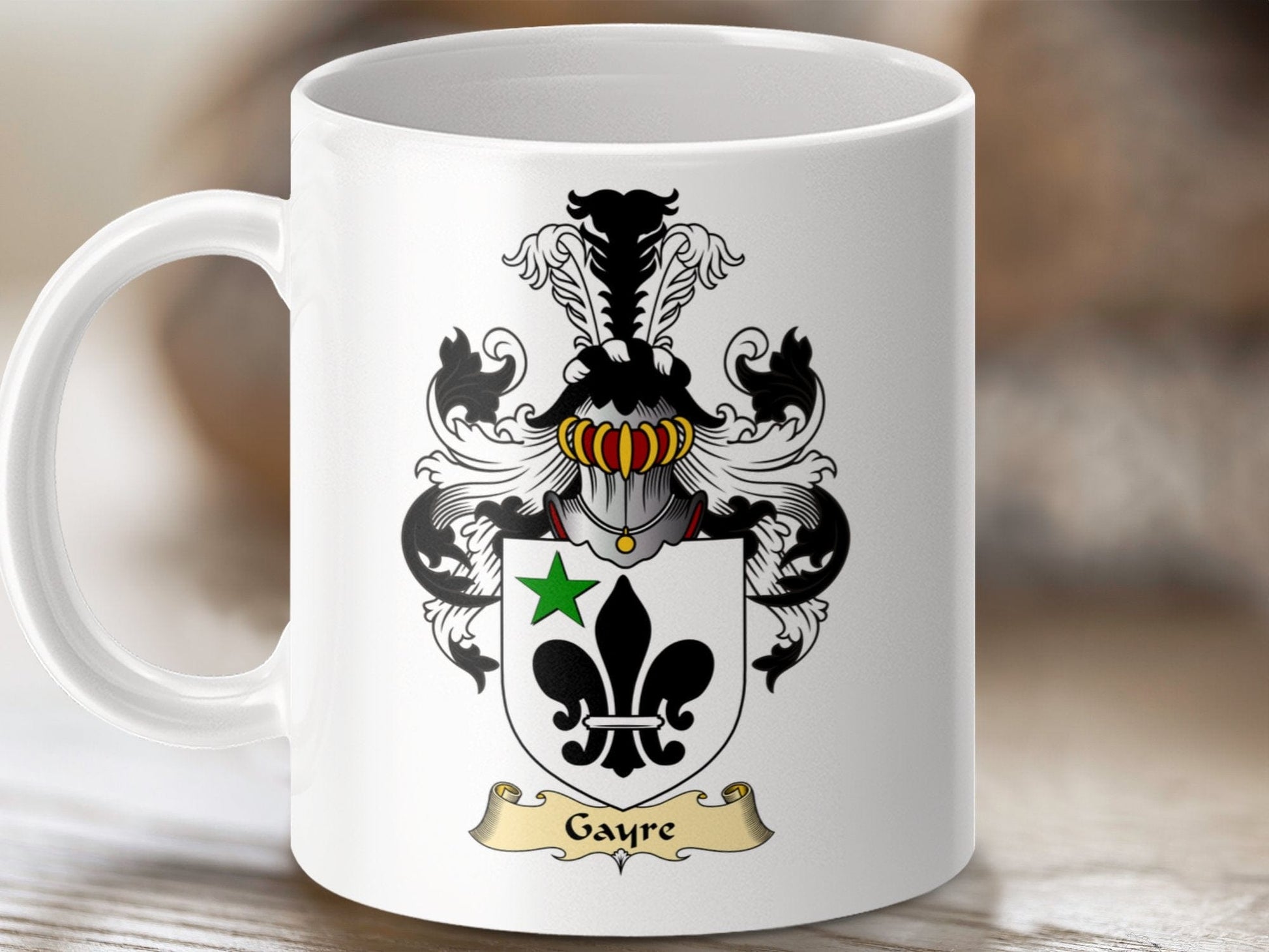 Physical Item 11oz / White Gayre Clan Coat Of Arms Scottish Mug