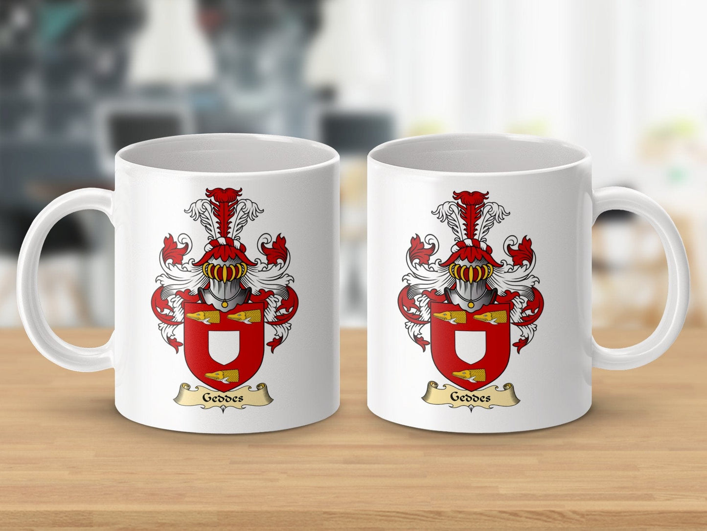 Physical Item 11oz / White Geddes Clan Coat Of Arms Scottish Mug