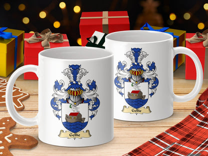 Physical Item 11oz / White Gellie Clan Coat Of Arms Scottish Mug