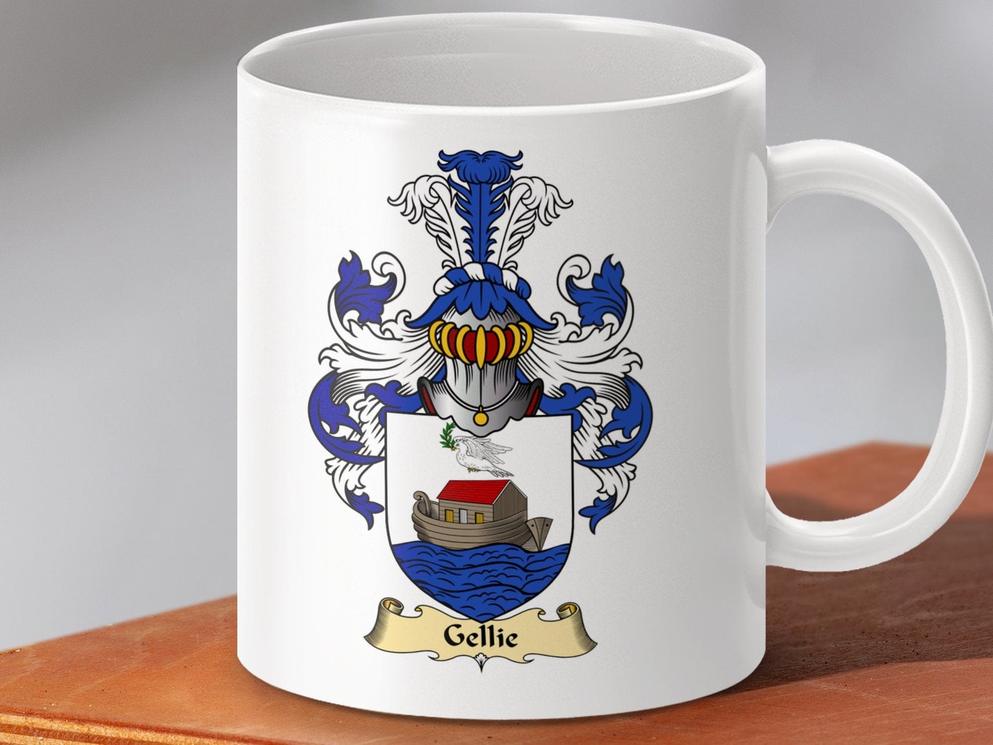 Physical Item 11oz / White Gellie Clan Coat Of Arms Scottish Mug