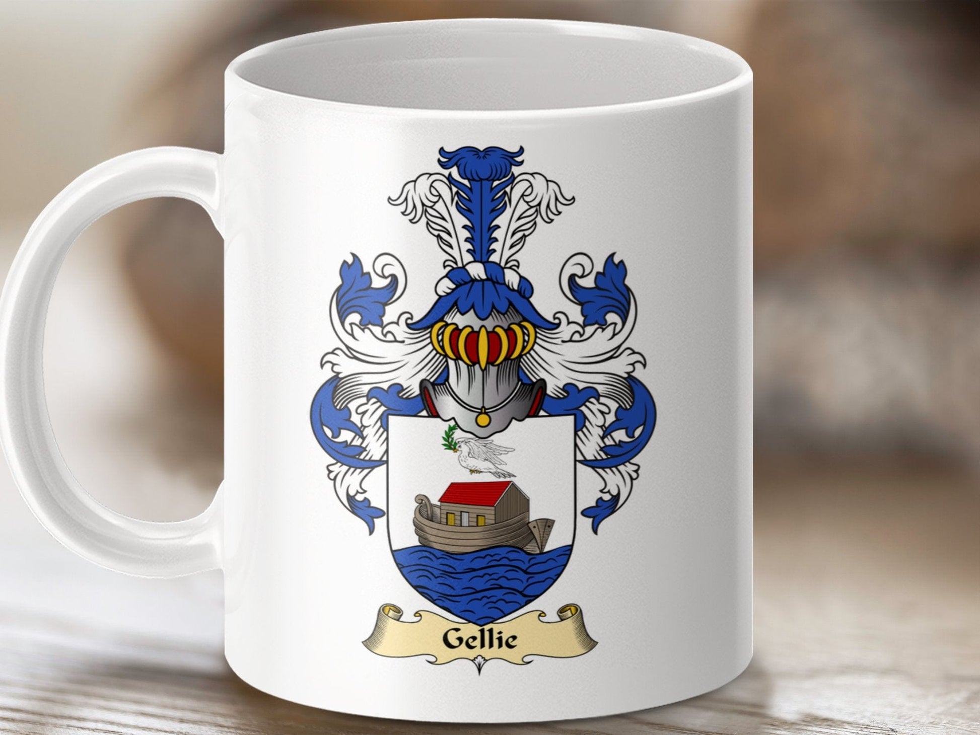 Physical Item 11oz / White Gellie Clan Coat Of Arms Scottish Mug