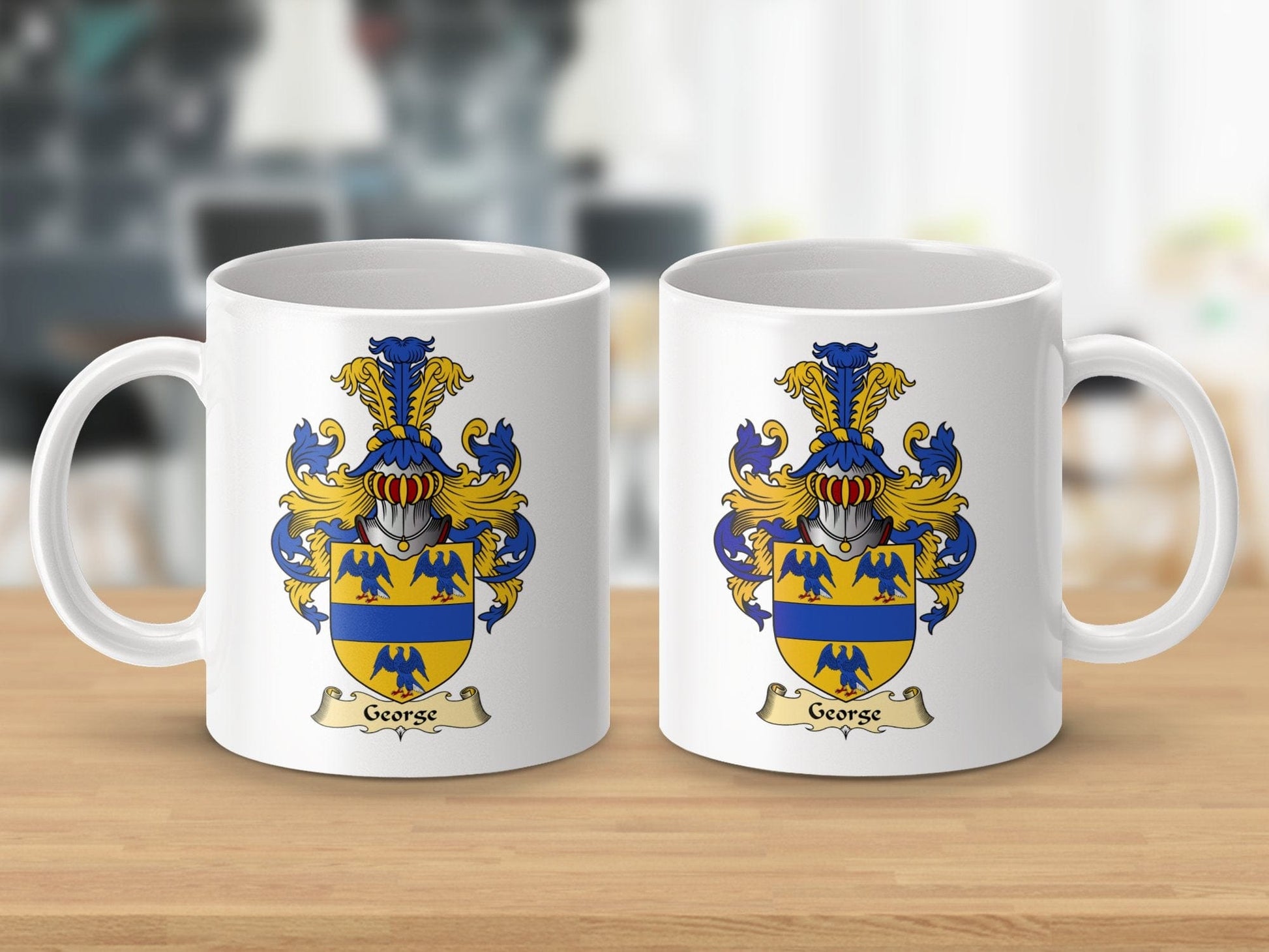 Physical Item 11oz / White George Clan Coat of Arms Scottish mug