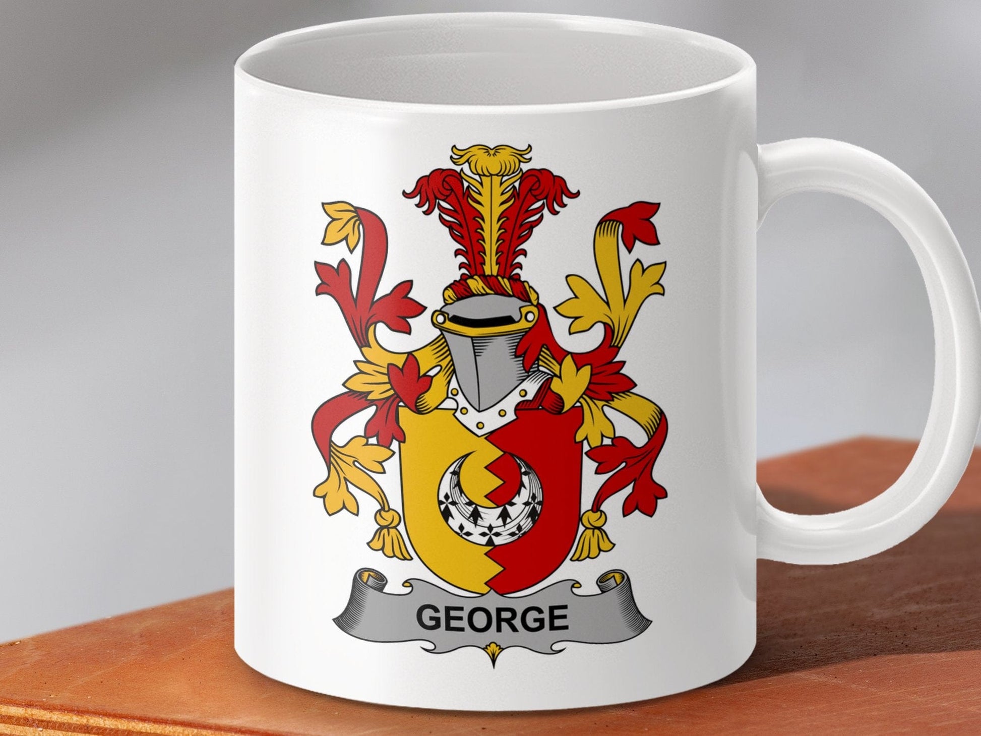 Physical Item 11oz / White George Surname Irish Heraldry Ceramic Mug