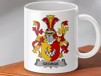 Physical Item 11oz / White George Surname Irish Heraldry Ceramic Mug