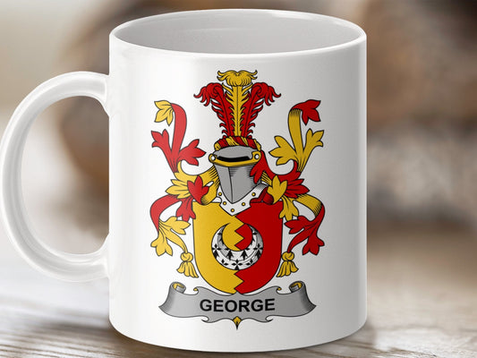 Physical Item 11oz / White George Surname Irish Heraldry Ceramic Mug