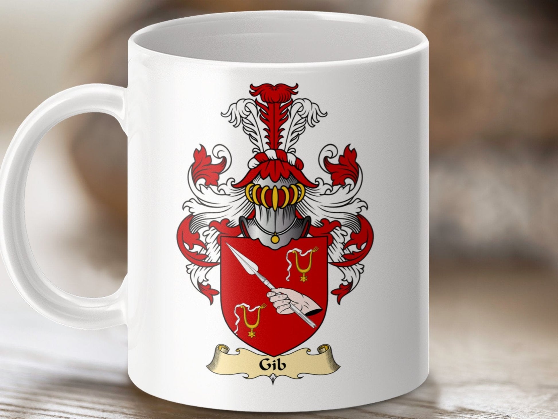 Physical Item 11oz / White Gib Clan Coat Of Arms Scottish Mug