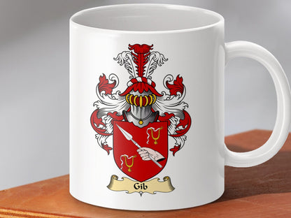 Physical Item 11oz / White Gib Clan Coat Of Arms Scottish Mug