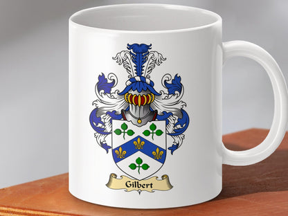 Physical Item 11oz / White Gilbert Clan Coat Of Arms Scottish Mug