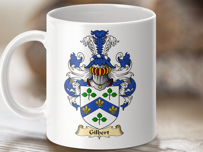 Physical Item 11oz / White Gilbert Clan Coat Of Arms Scottish Mug