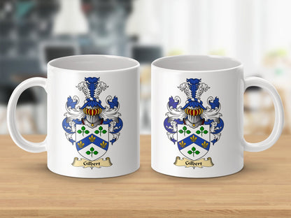 Physical Item 11oz / White Gilbert Clan Coat Of Arms Scottish Mug