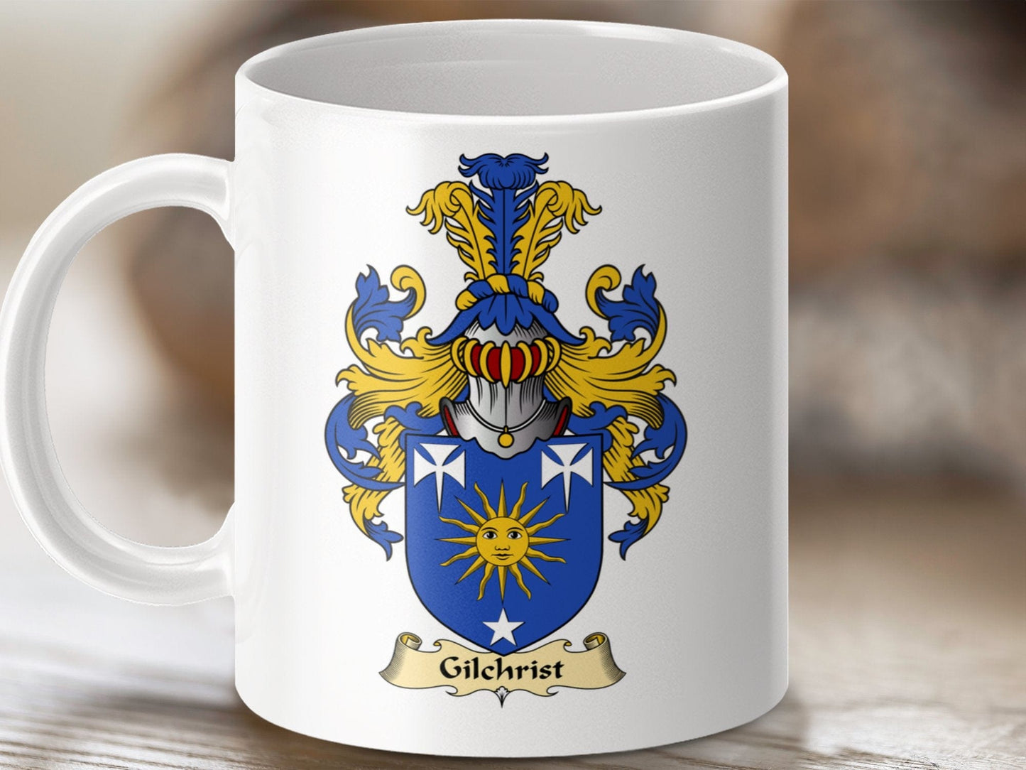 Physical Item 11oz / White Gilchrist Clan Coat Of Arms Scottish Mug