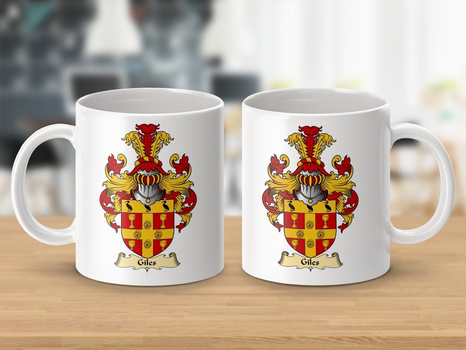 Physical Item 11oz / White Giles Clan Coat Of Arms Scottish Mug