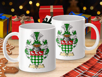 Physical Item 11oz / White Gill Clan Crest Heraldry Emblem Scottish Coat Arms Mug