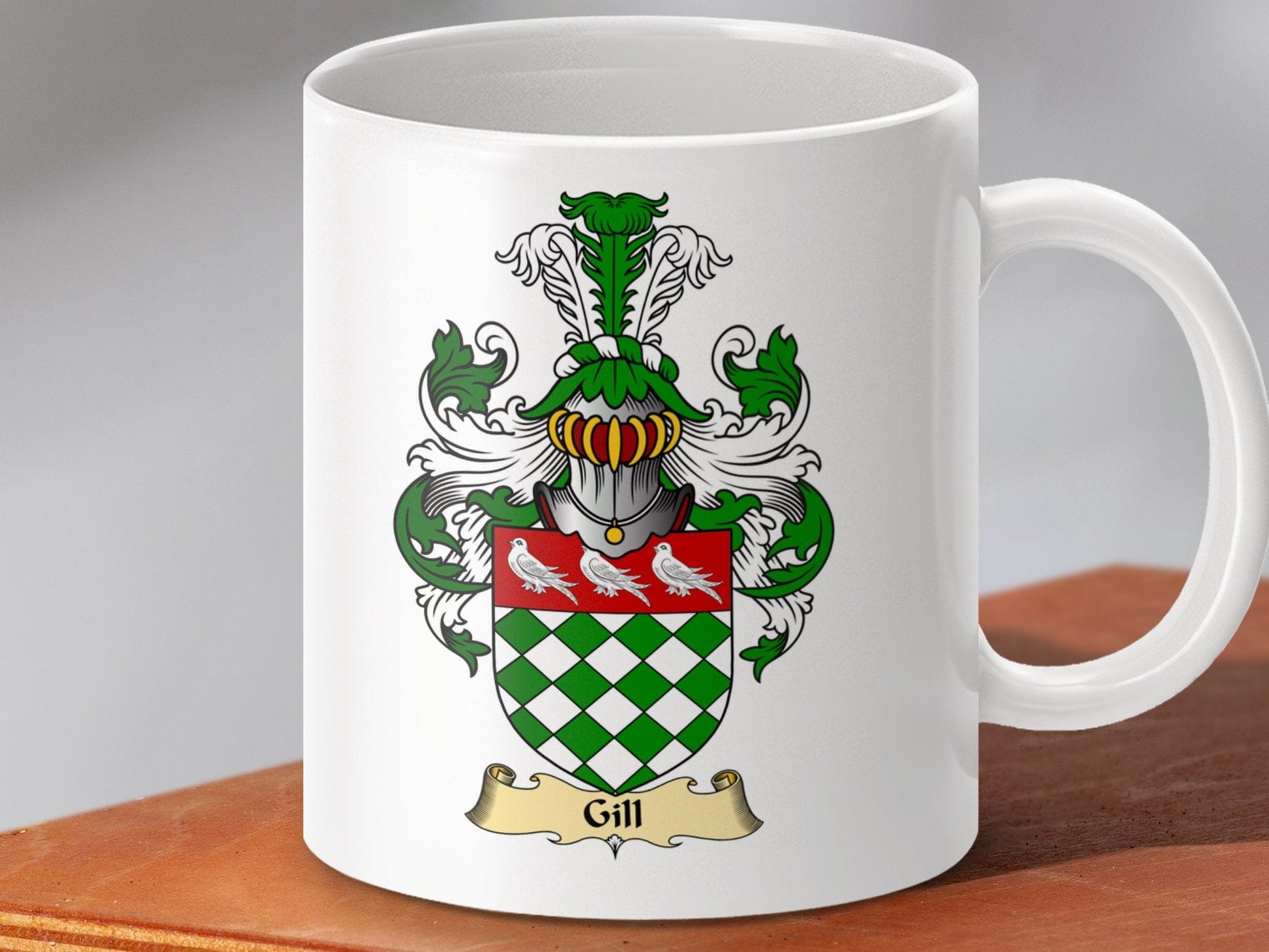 Physical Item 11oz / White Gill Clan Crest Heraldry Emblem Scottish Coat Arms Mug