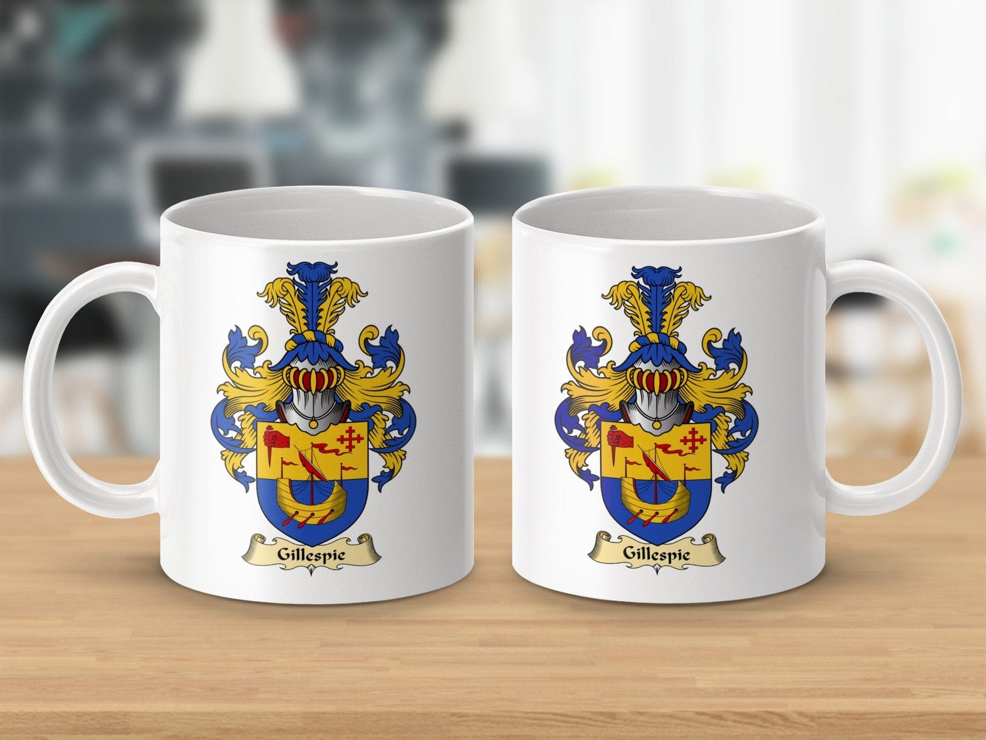 Physical Item 11oz / White Gillespie Clan Coat Of Arms Scottish Mug