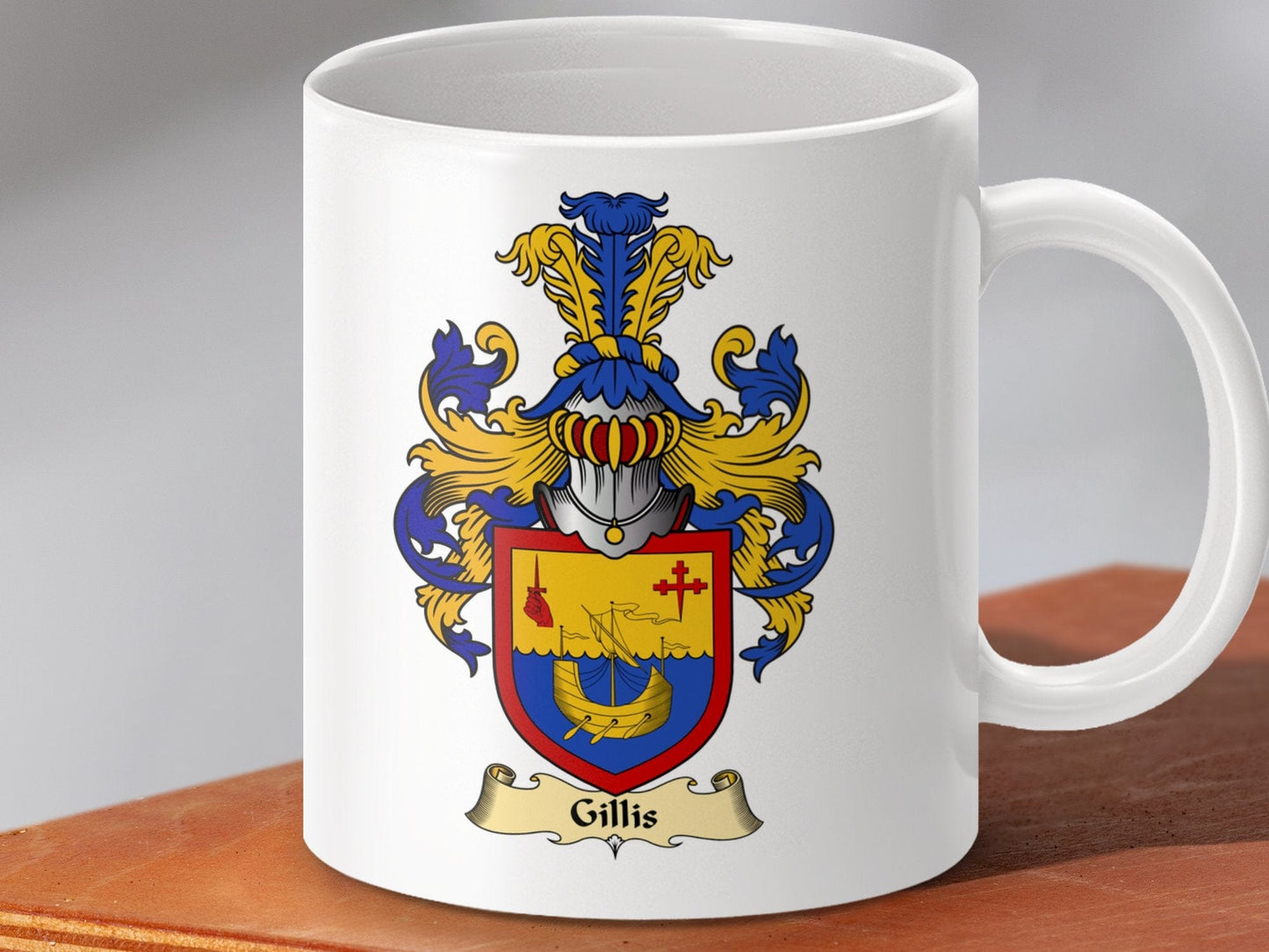 Physical Item 11oz / White Gillis Clan Coat Of Arms Scottish Mug