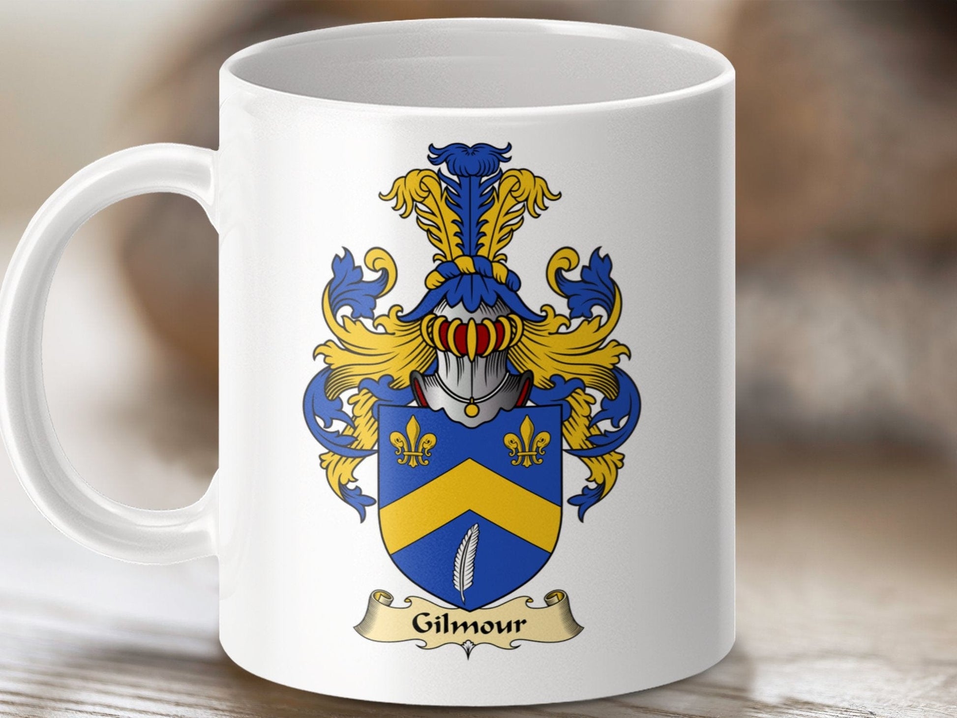 Physical Item 11oz / White Gilmour Clan Coat Of Arms Scottish Mug