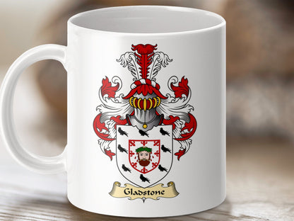 Physical Item 11oz / White Gladstone Clan Coat Of Arms Scottish Mug