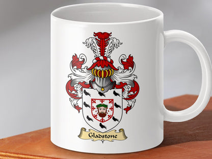 Physical Item 11oz / White Gladstone Clan Coat Of Arms Scottish Mug