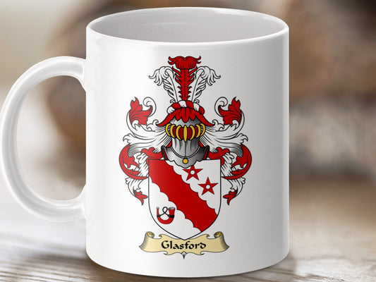 Physical Item 11oz / White Glasford Scottish Clan Coat Of Arms Crest Mug