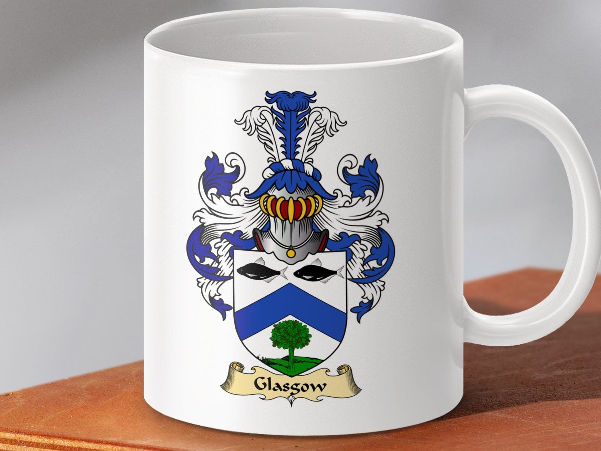 Physical Item 11oz / White Glasson Clan Coat of Arms Scottish Mug