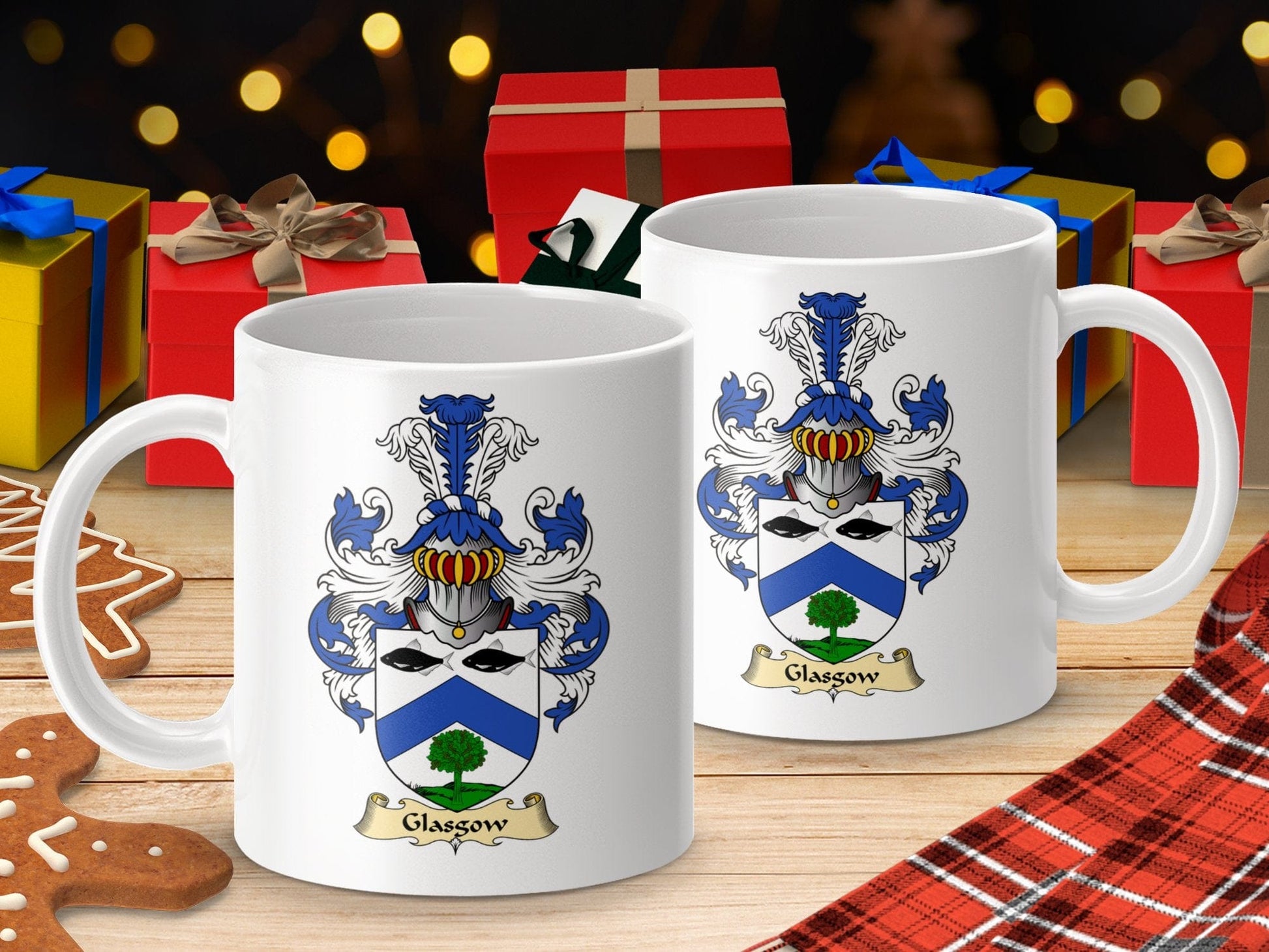 Physical Item 11oz / White Glasson Clan Coat of Arms Scottish Mug