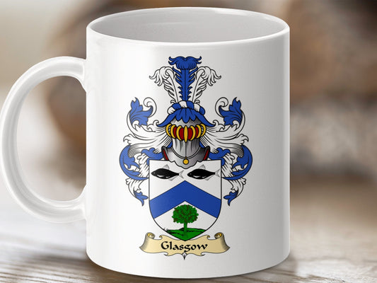 Physical Item 11oz / White Glasson Clan Coat of Arms Scottish Mug