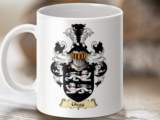 Physical Item 11oz / White Gless Clan Coat Of Arms Scottish Mug