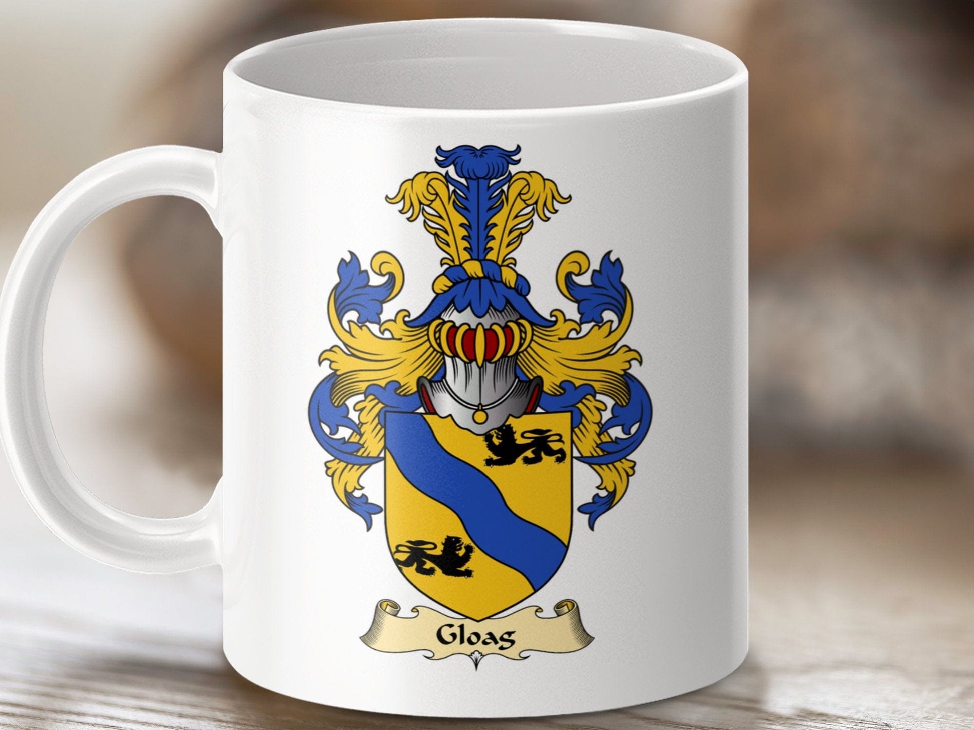 Physical Item 11oz / White Gloas Clan Coat Of Arms Scottish Mug