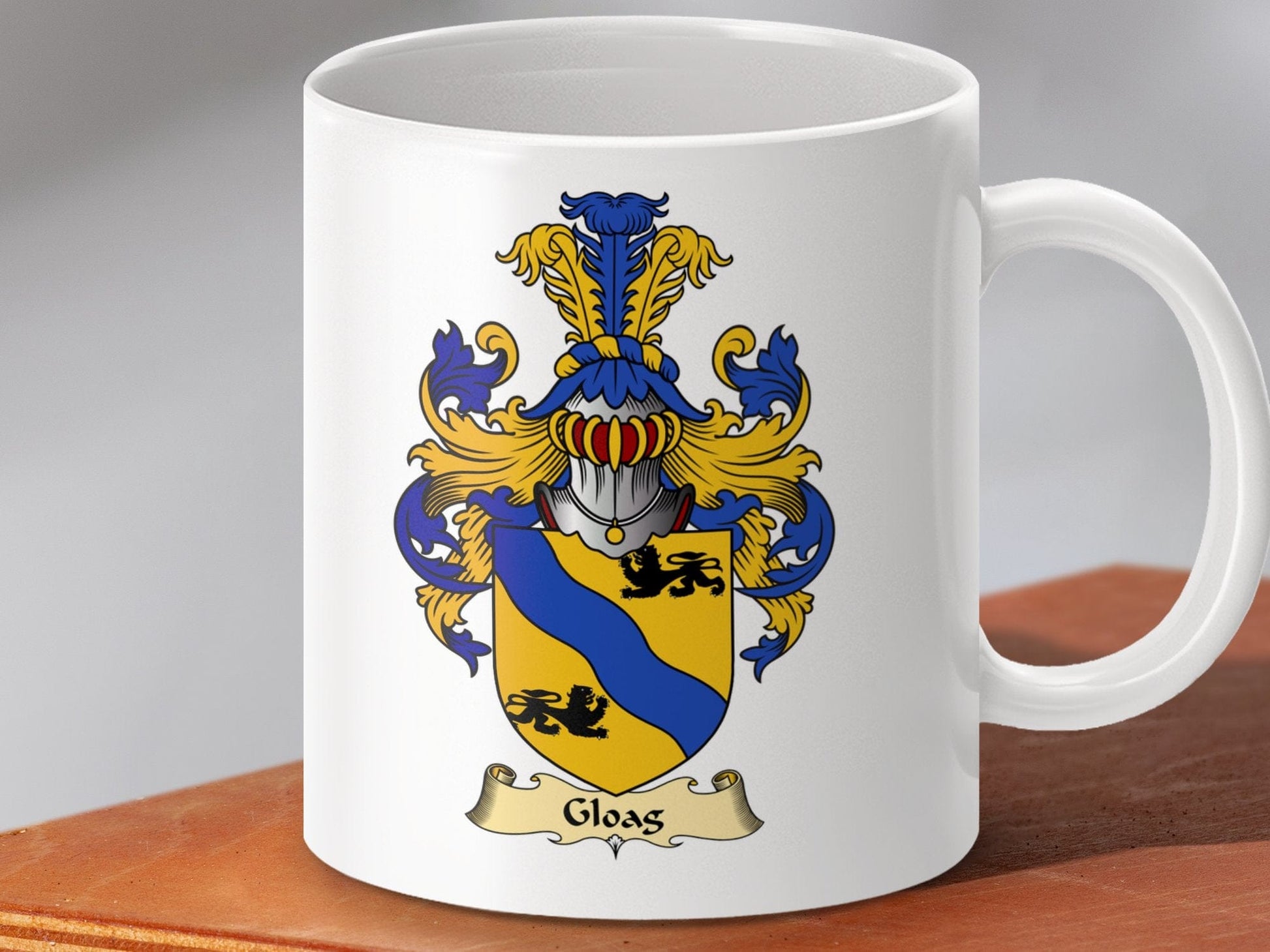 Physical Item 11oz / White Gloas Clan Coat Of Arms Scottish Mug