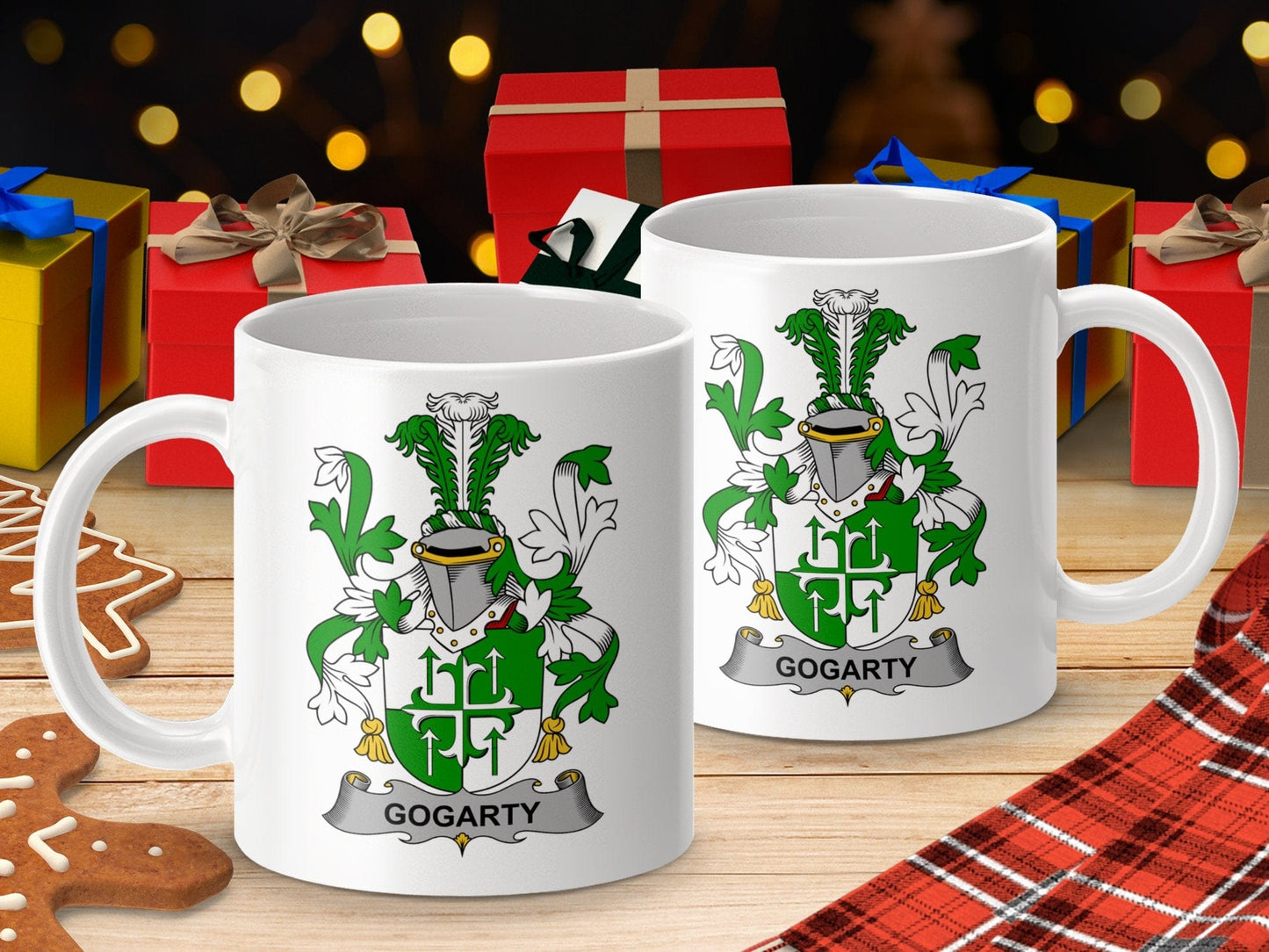 Physical Item 11oz / White Gogarty Surname Irish Heraldry Ceramic Mug