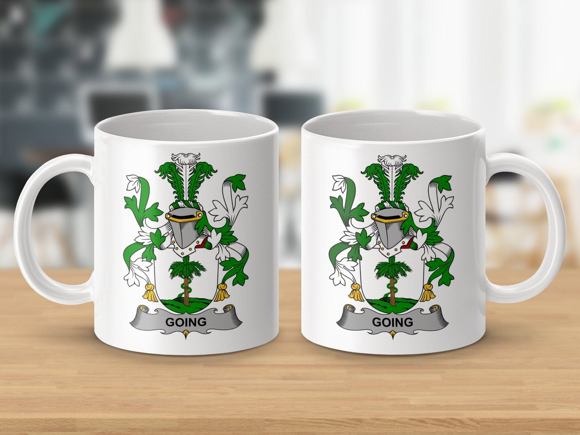 Physical Item 11oz / White Going Surname Irish Heraldry Ceramic Mug