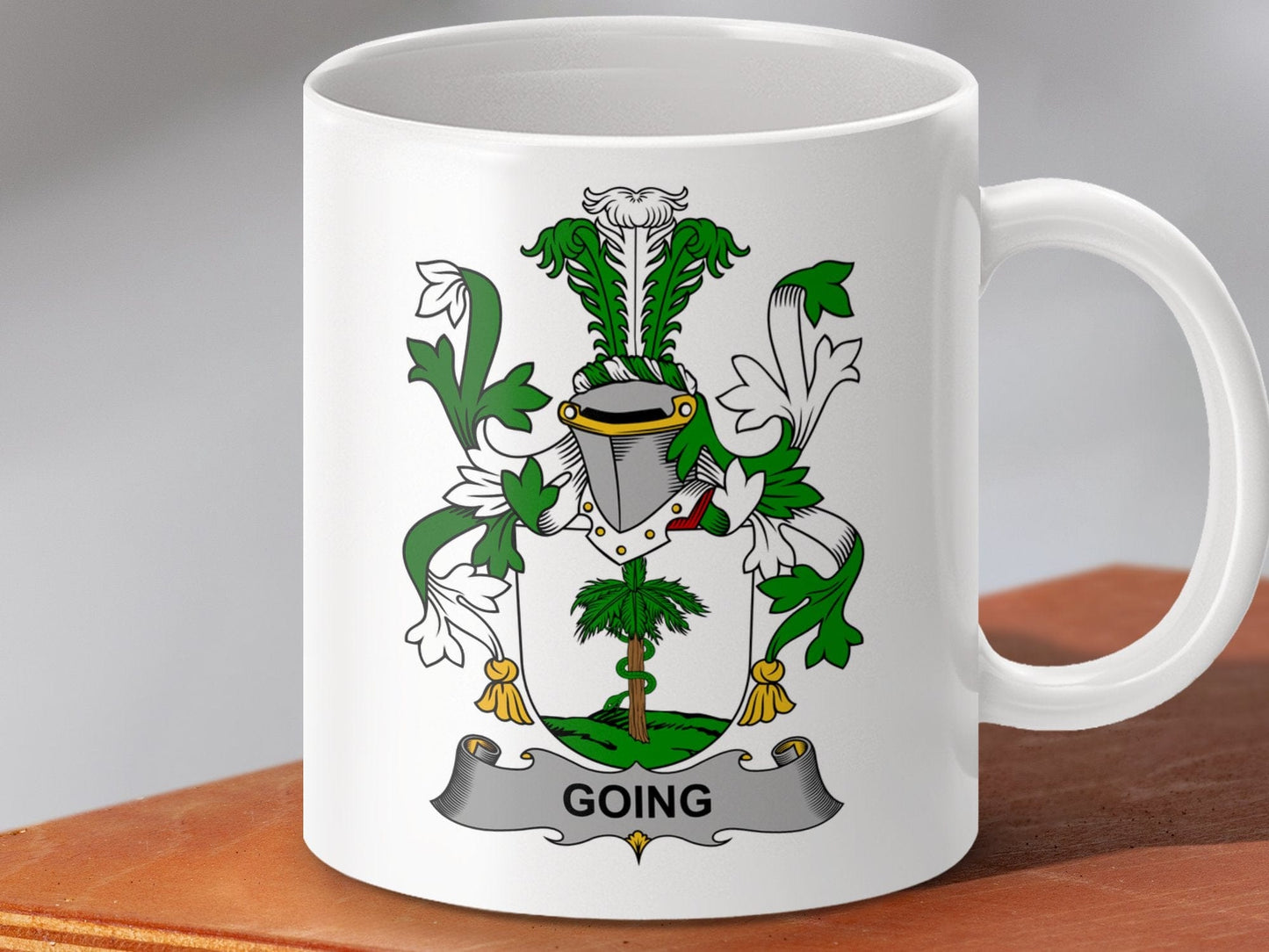 Physical Item 11oz / White Going Surname Irish Heraldry Ceramic Mug