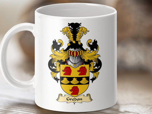 Physical Item 11oz / White Gordon Clan Crest Coat Of Arms Scottish Mug