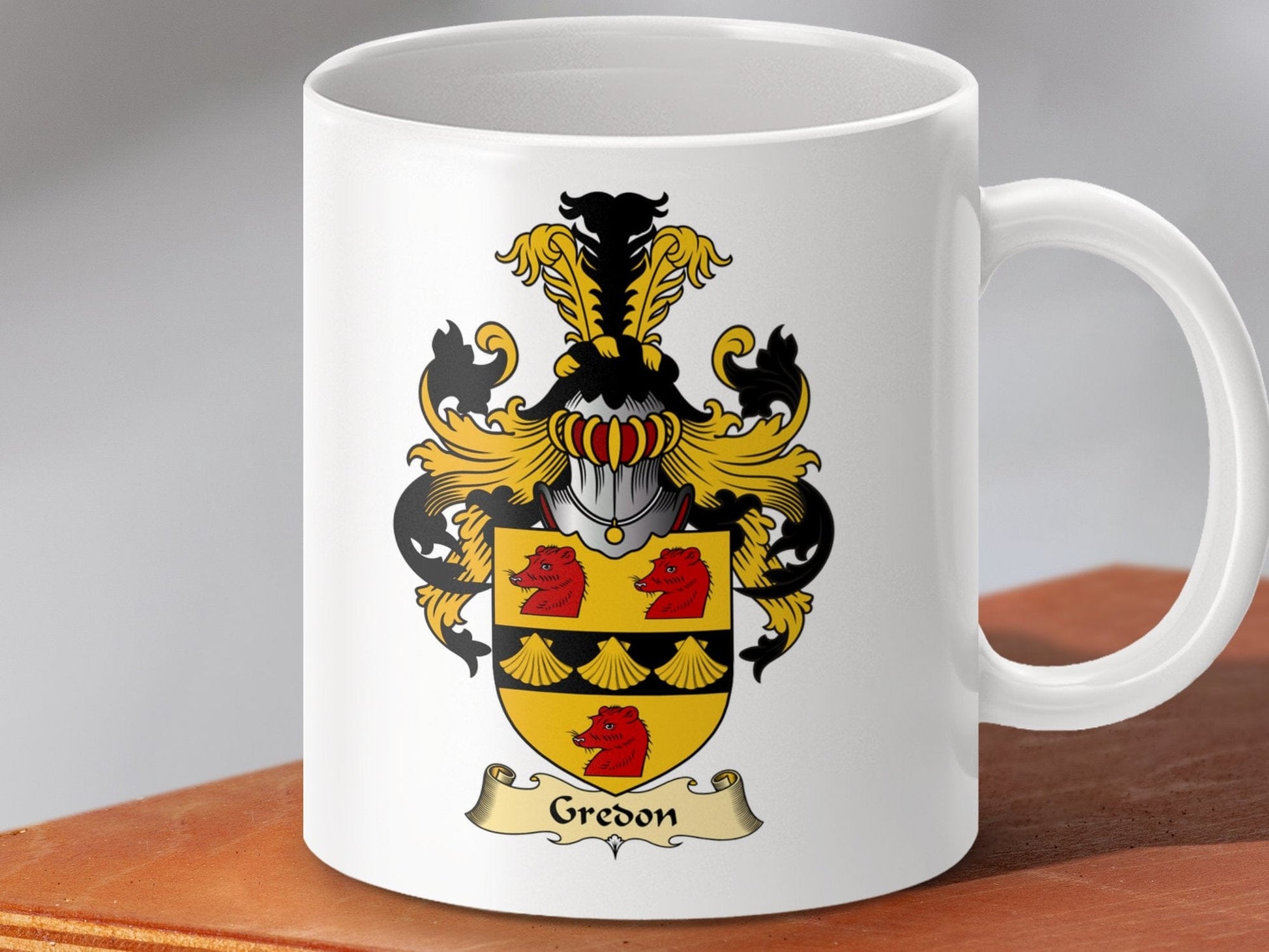 Physical Item 11oz / White Gordon Clan Crest Coat Of Arms Scottish Mug