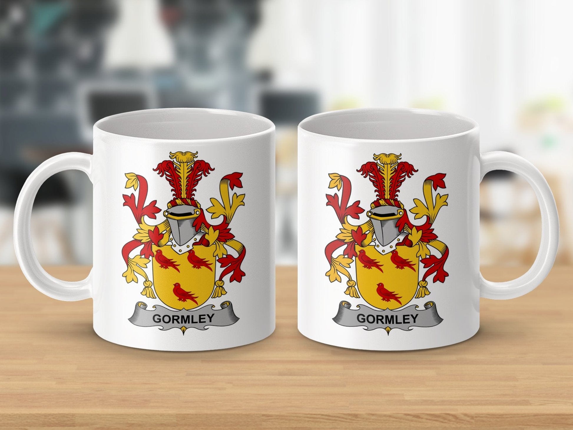 Physical Item 11oz / White Gormley Surname Irish Heraldry Family Crest Mug