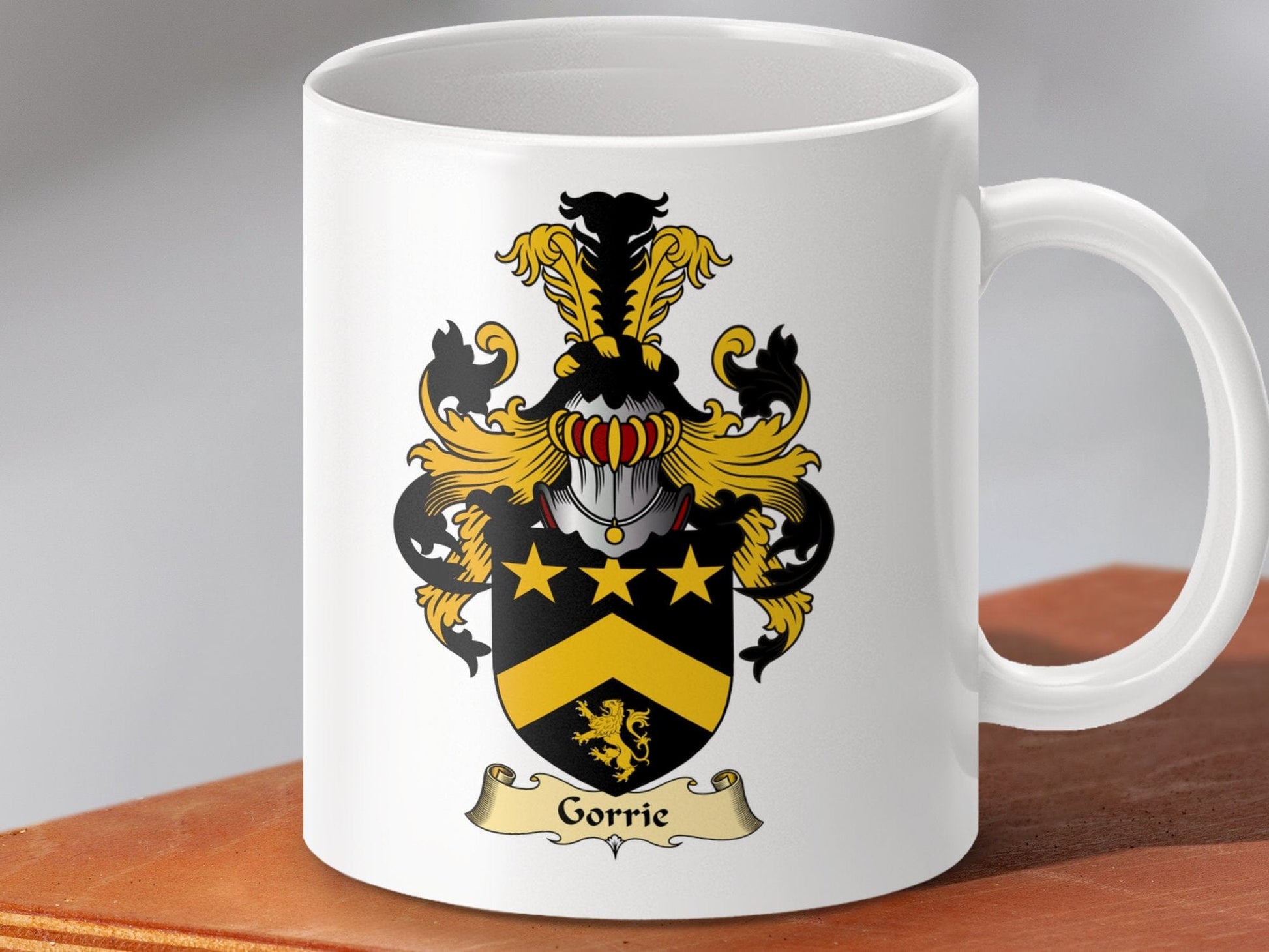 Physical Item 11oz / White Gorrie Clan Coat of Arms Scottish Mug