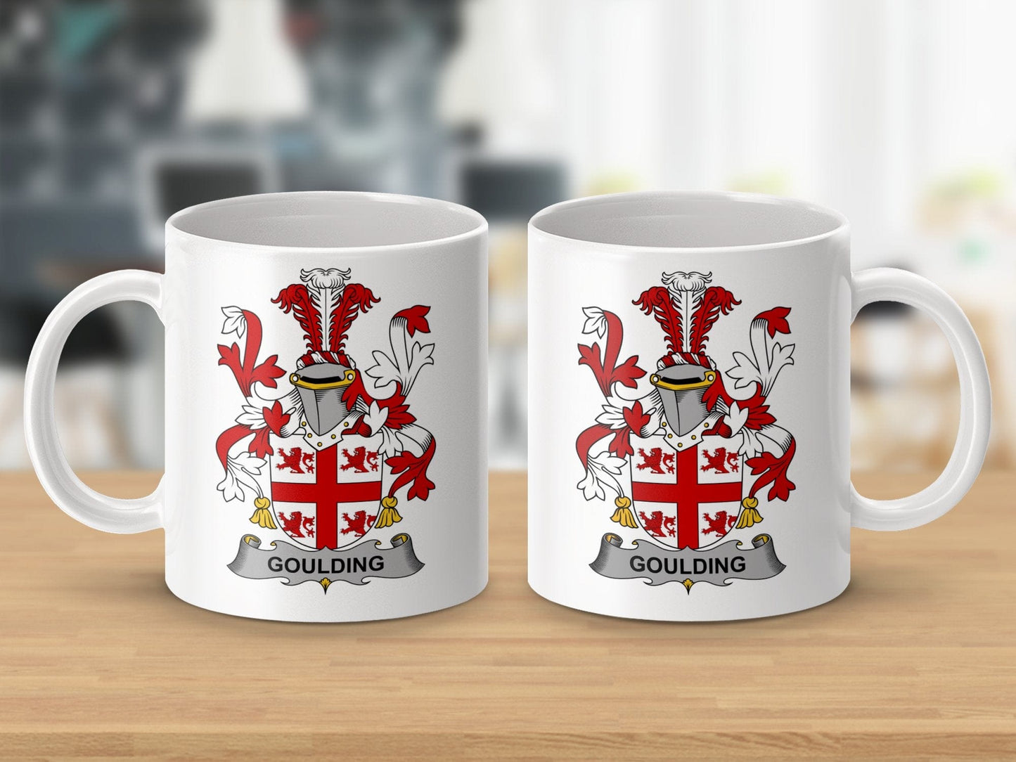 Physical Item 11oz / White Goulding Surname Irish Heraldry Ceramic Mug