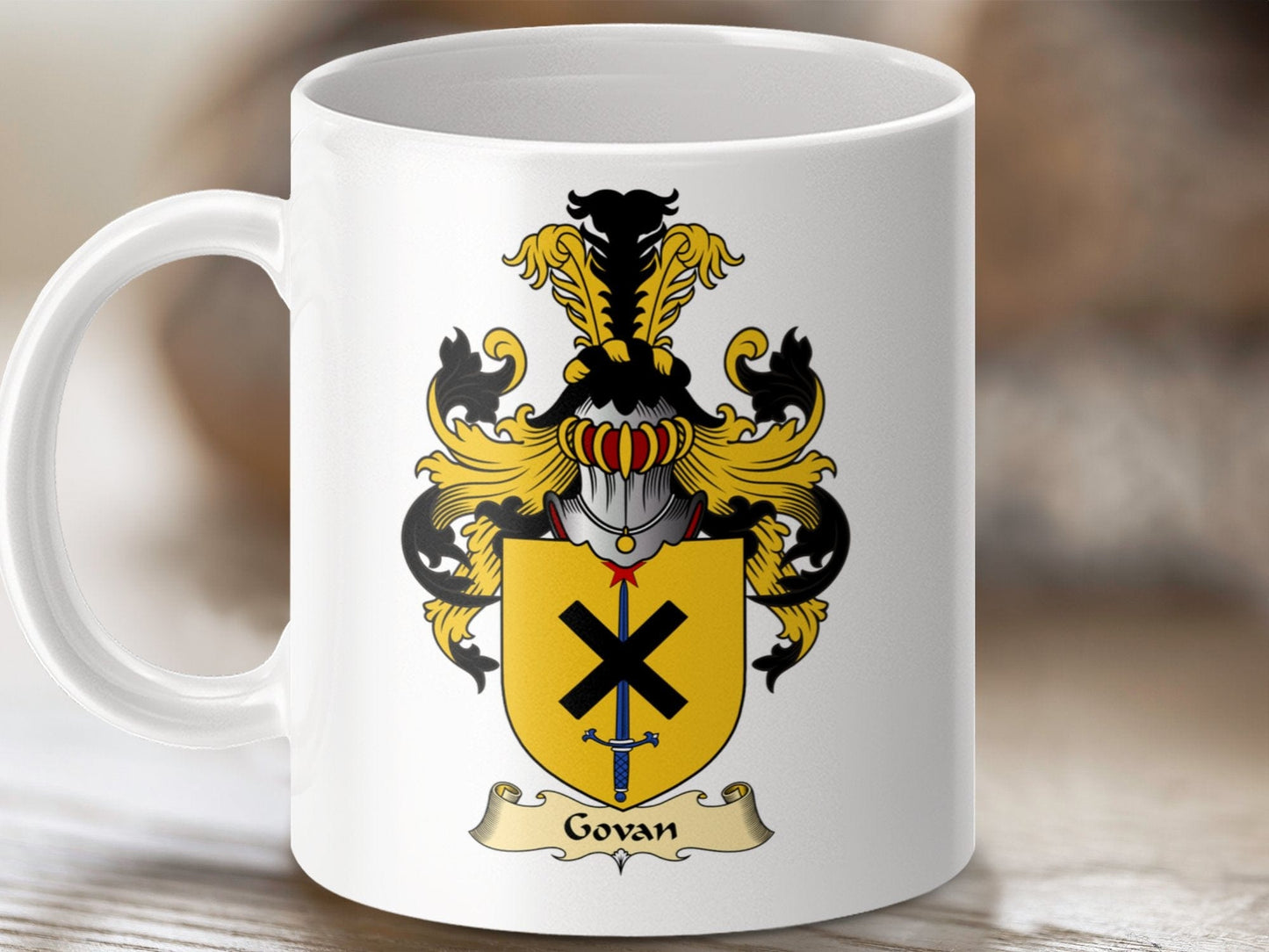 Physical Item 11oz / White Govan Clan Coat Of Arms Scottish Mug