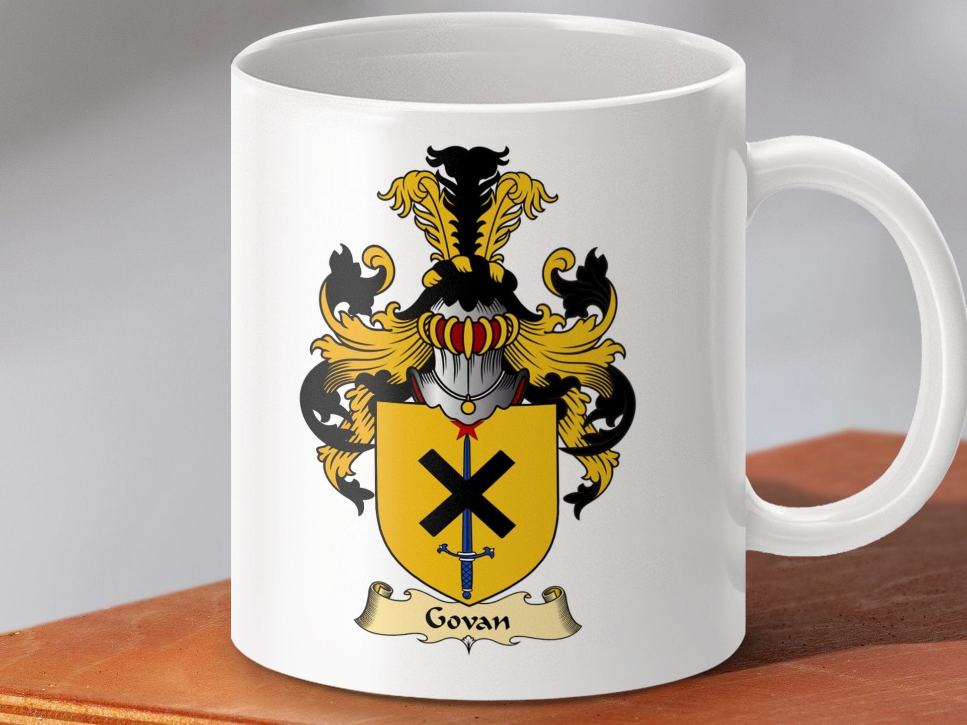 Physical Item 11oz / White Govan Clan Coat Of Arms Scottish Mug