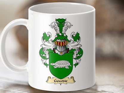 Physical Item 11oz / White Gowdie Clan Coat Of Arms Scottish Mug