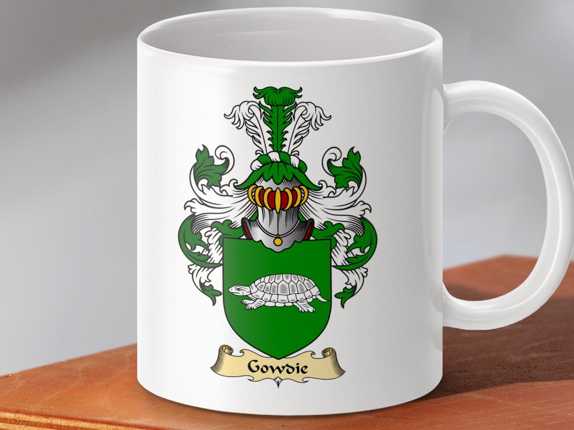 Physical Item 11oz / White Gowdie Clan Coat Of Arms Scottish Mug