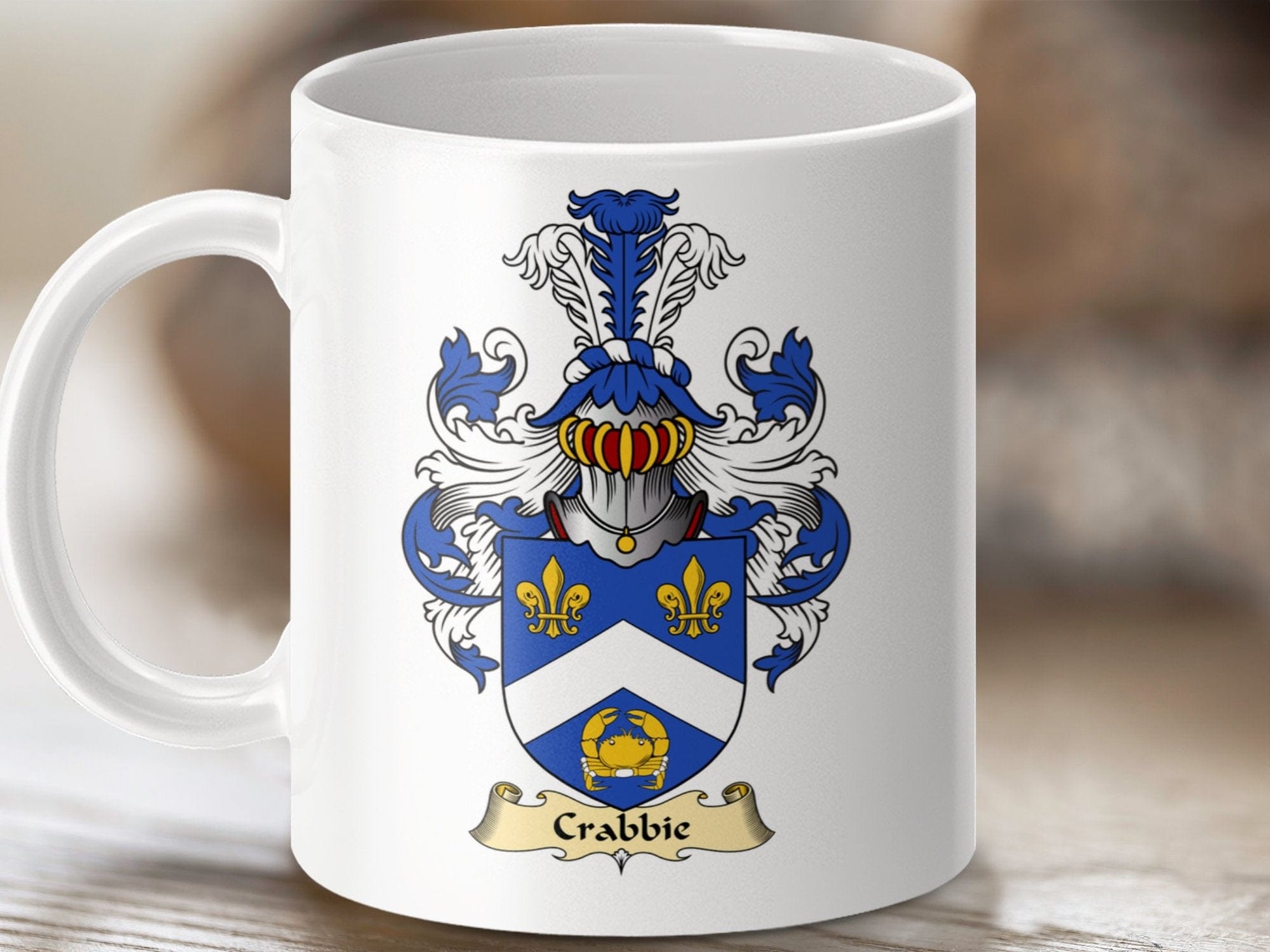 Physical Item 11oz / White Grabbie Clan Coat Of Arms Scottish Mug