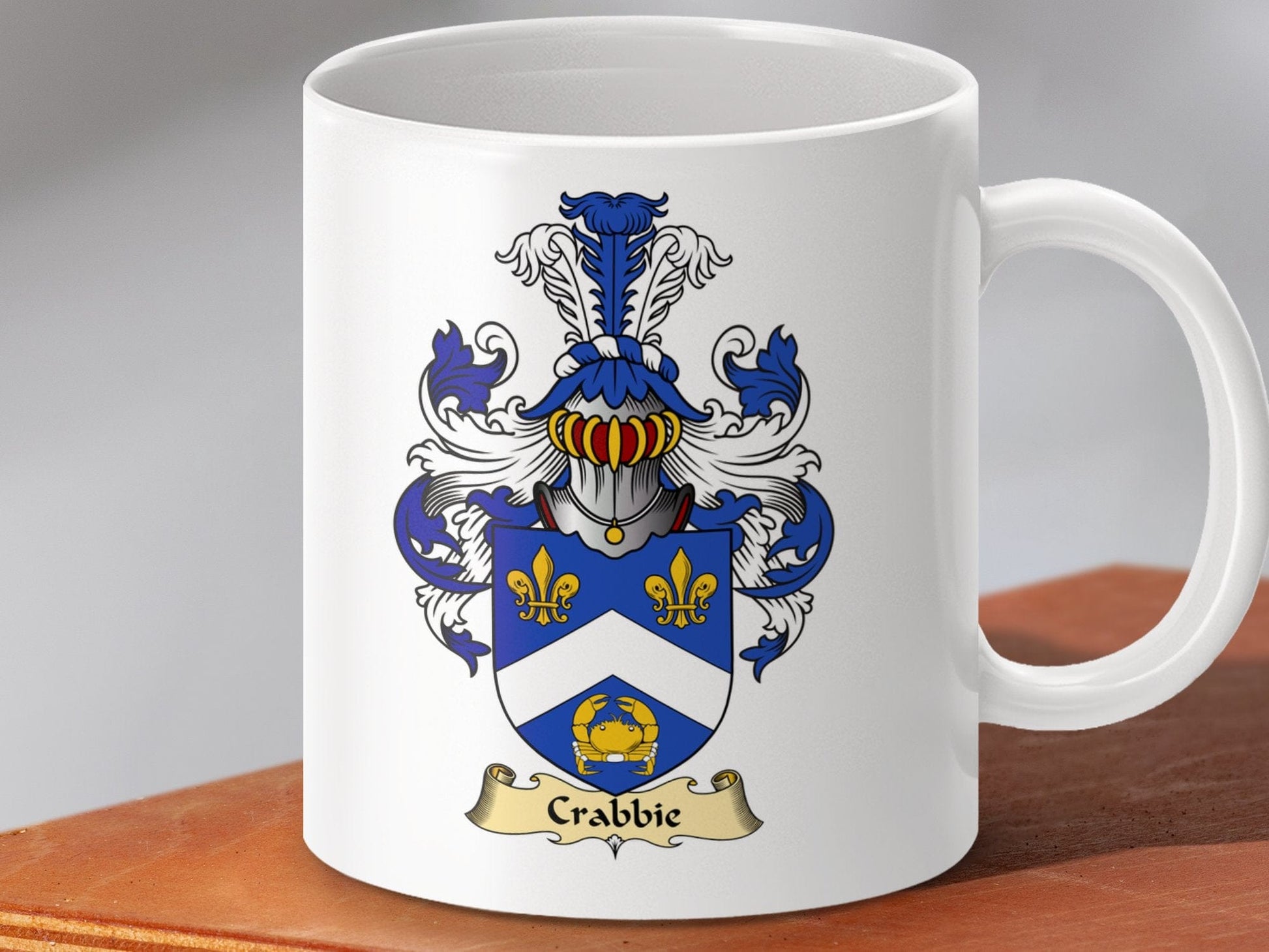 Physical Item 11oz / White Grabbie Clan Coat Of Arms Scottish Mug