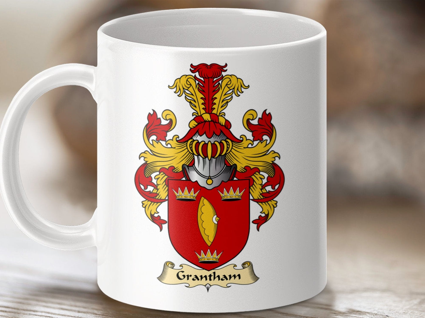 Physical Item 11oz / White Grantham Clan Coat Of Arms Scottish Mug