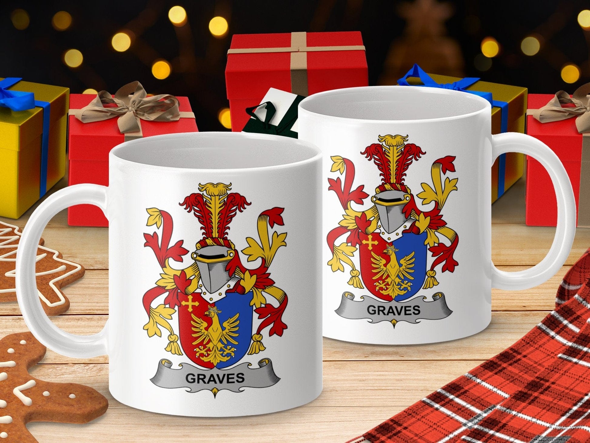 Physical Item 11oz / White Graves Surname Irish Heraldry Ceramic Mug