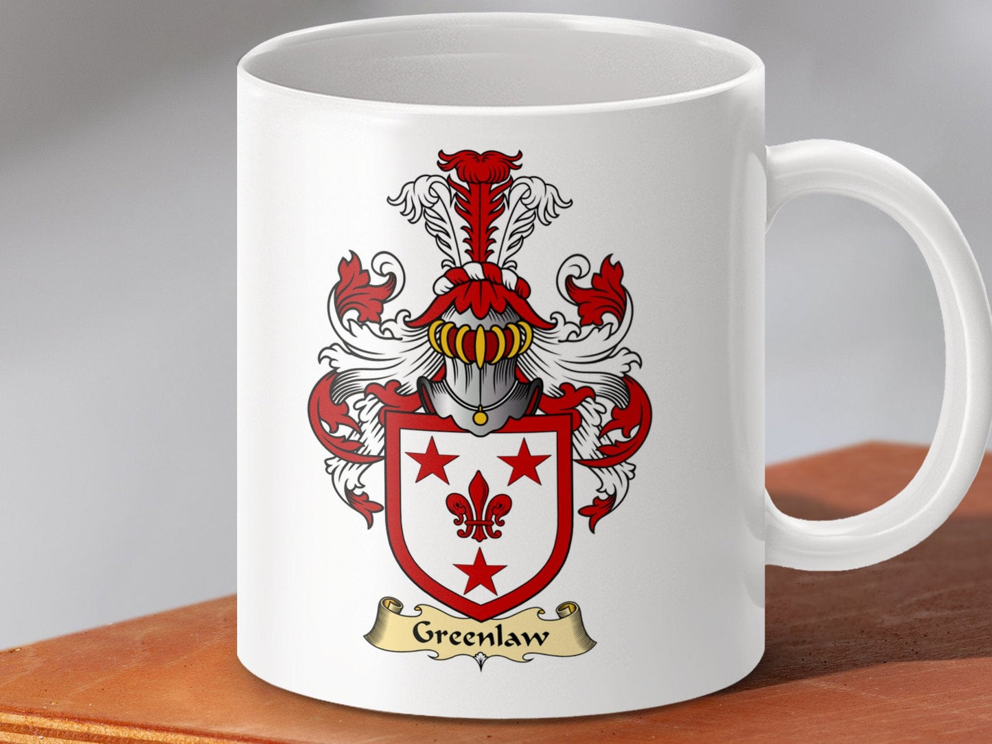 Physical Item 11oz / White Greenlaw Clan Coat Of Arms Scottish Mug