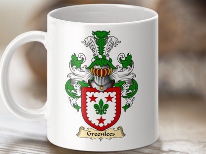 Physical Item 11oz / White Greenlees Clan Coat Of Arms Scottish Mug