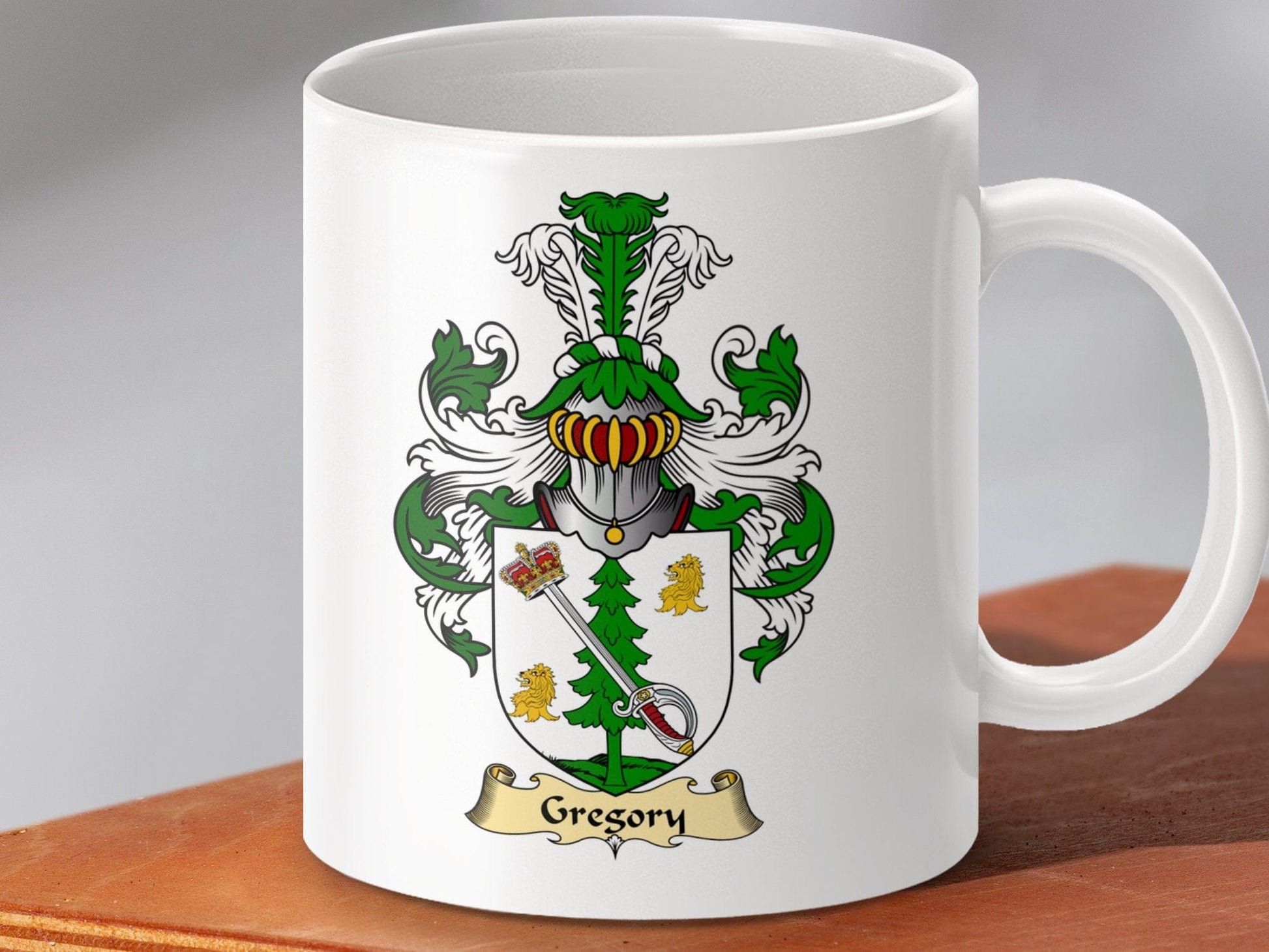 Physical Item 11oz / White Gregory Clan Coat Of Arms Scottish Mug