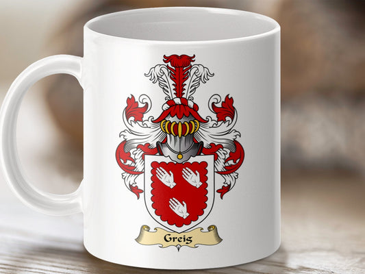 Physical Item 11oz / White Greis Clan Coat Of Arms Scottish Mug